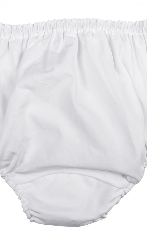 Baby Girls White Elastic Bloomer Diaper Cover with Embroidered Eyelet  Edging - Little Things Mean a Lot